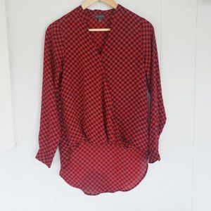 The Limited XS Red Plaid Wrap Top